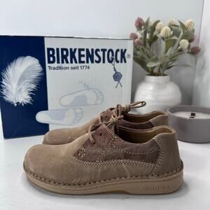 Birkenstocks Memphis Suede/Leather Shoes Beige Women 5/EU 36 Tried On Narrow Fit